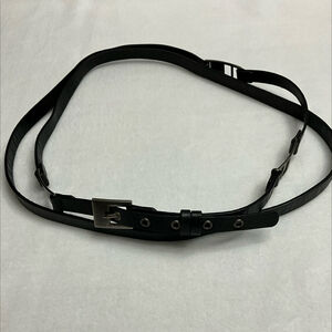 SARAH PACINI- black leather skinny belt